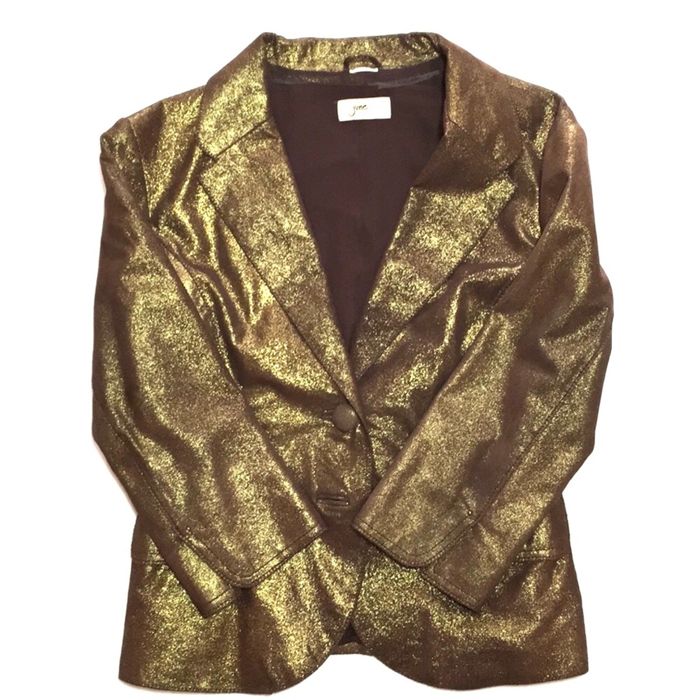Vintage JUNE Metallic Gold And Brown Leather Blazer
